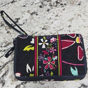 Quilted Floral Zip Wristlet Wallet -pill Organizer